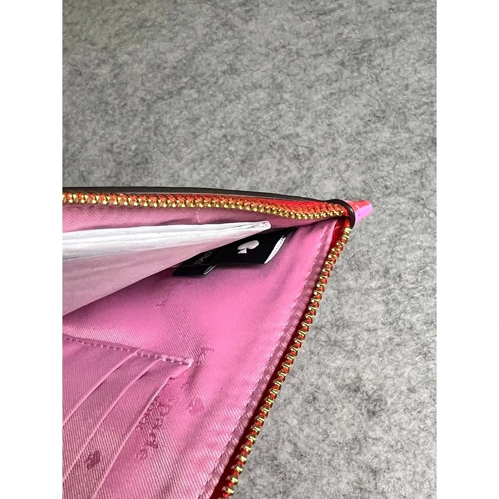 Kate Spade Sticky Situation Cherry Chewing Gum Pink Red Wavy Wristlet Pouch NEW